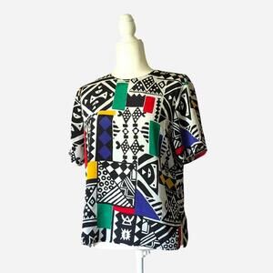 1980s/1990s Vintage Multicolored Abstract Print Top